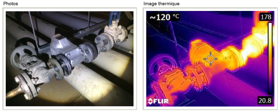 Photo d'un purgeur contrôlé et son image thermique